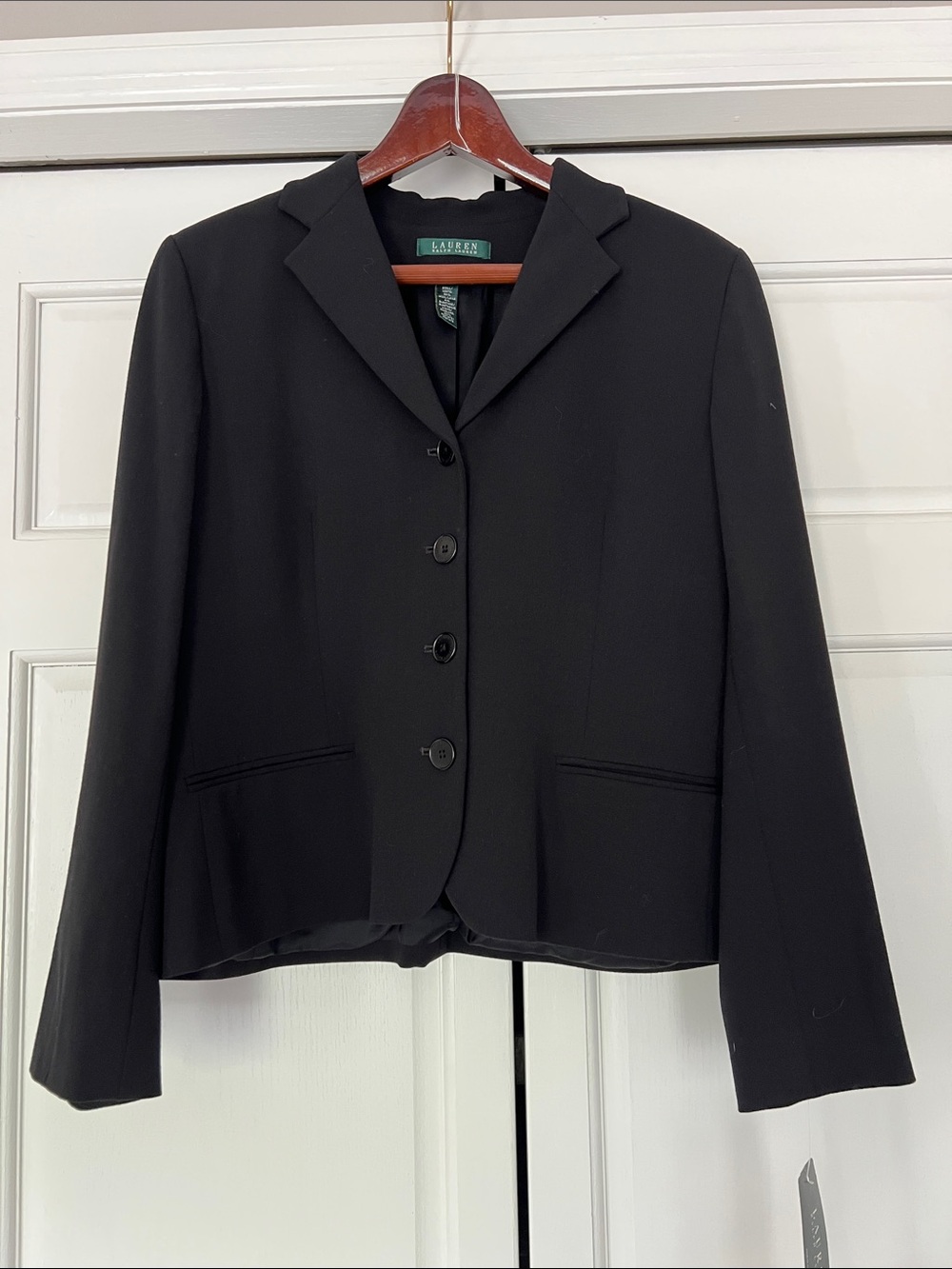 Lauren Ralph Lauren Black Women's Single-Breasted Tailored Blazer